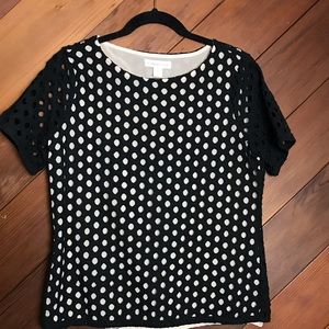 Coldwater Black & Creme Embroidered Top Size Small